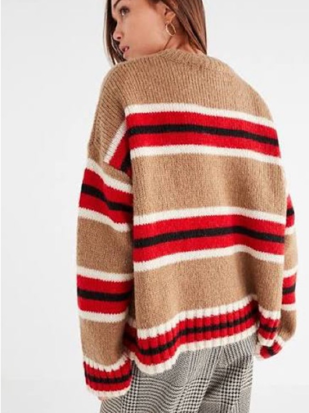Striped Wool Knit Sweater in Brown and Red - Picture 3 of 12